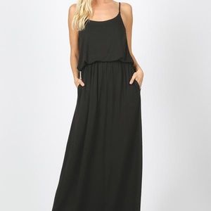 Black racerback maxi dress
